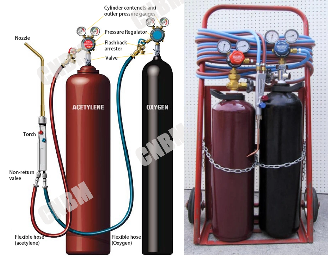 2L Portable Welding Kit Acetylene Cylinder GB 11638/ISO3807 Standard Acetylene Cylinder/C2h2 Gas Cylinder