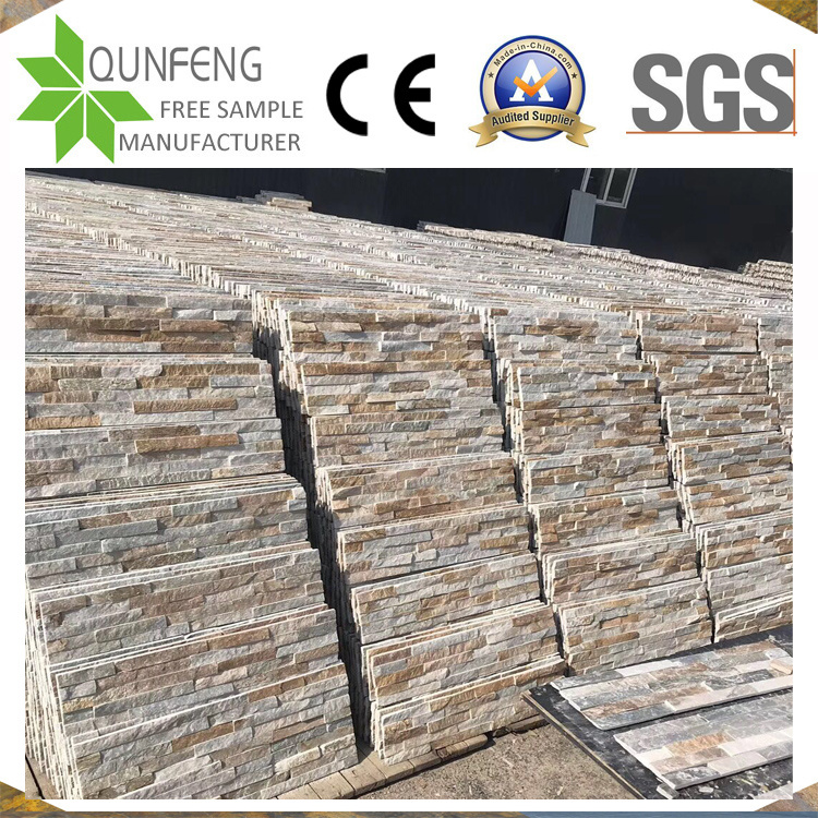 on Sale/ Popular P014 Golden Honey Slate Cultured Stone, Thin Cut Stacked Stone Veneer