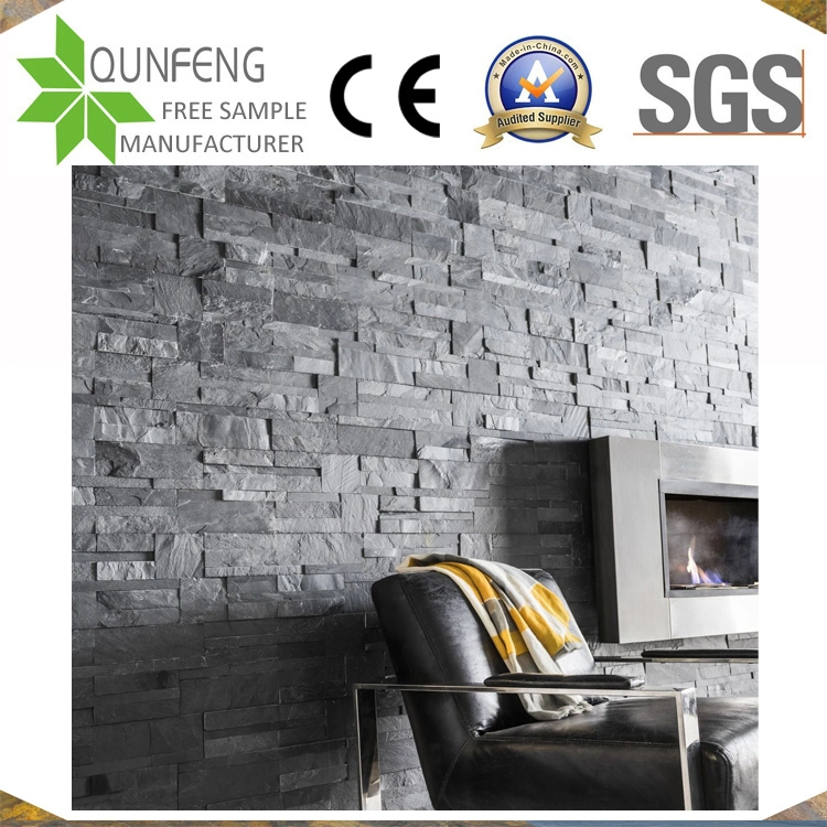 China Natural Split Face Stone Black Culture Slate Wall Cladding