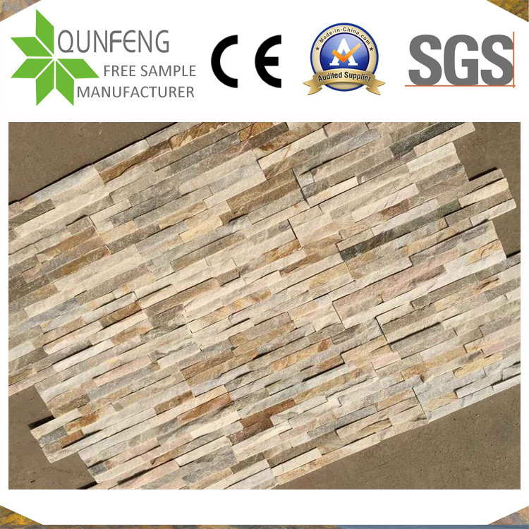 on Sale/ Popular P014 Golden Honey Slate Cultured Stone, Thin Cut Stacked Stone Veneer