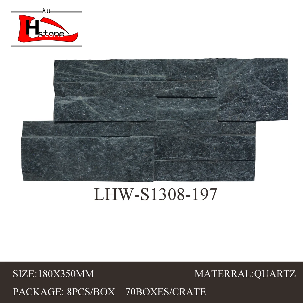 White and Grey and Black Quartz Stacked Ledge Culture Stone for Wall Stone Panel 18X35cm