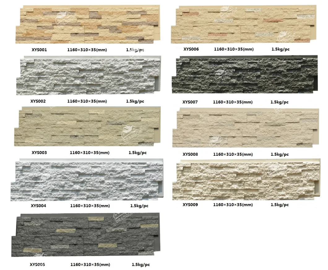 Polyurethane Faux Stacked Stone Panel Country Ledgestone Artificial Brick Siding Panels