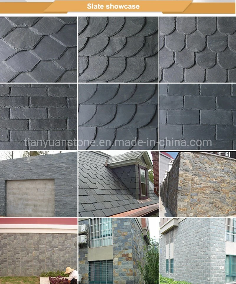 Black Cultured Stone Slate Corner Tiles Irregular Shaped for Flooring and Wall Cladding