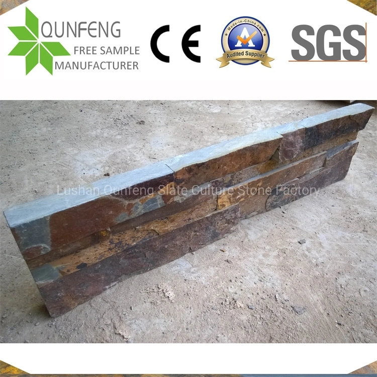 Rusty Stacked Stone Veneer Wall China Slate Ledger Panel