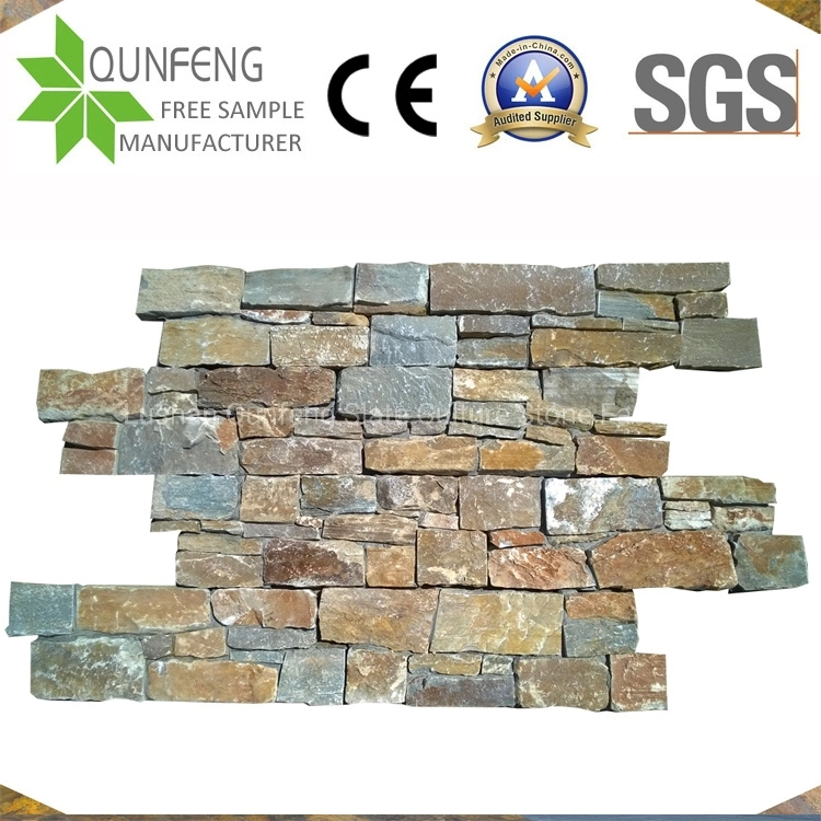 Natural Stacked Stone Veneer Wall Cladding Yellow Slate Ledger