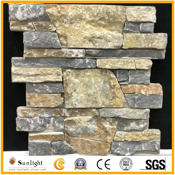 Yellow Staggered and Stacked Ledge Culture Stone for Wall Stone Panel