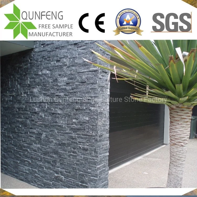 China Black Ledgestone Stacked Stone Veneer Panel Quartzite Slate