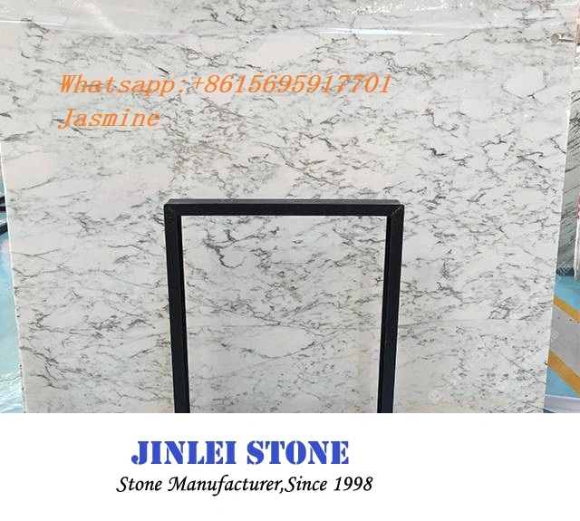 Book Matched Hot Sale Polished Natural Stone Jade White Marble Slab Domestic Arabescato Marble