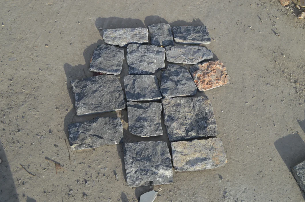 New Blue Gray Rusty Color Wall Stacked Stone, Garden Retaining Wall Stone, Exterior Wall.