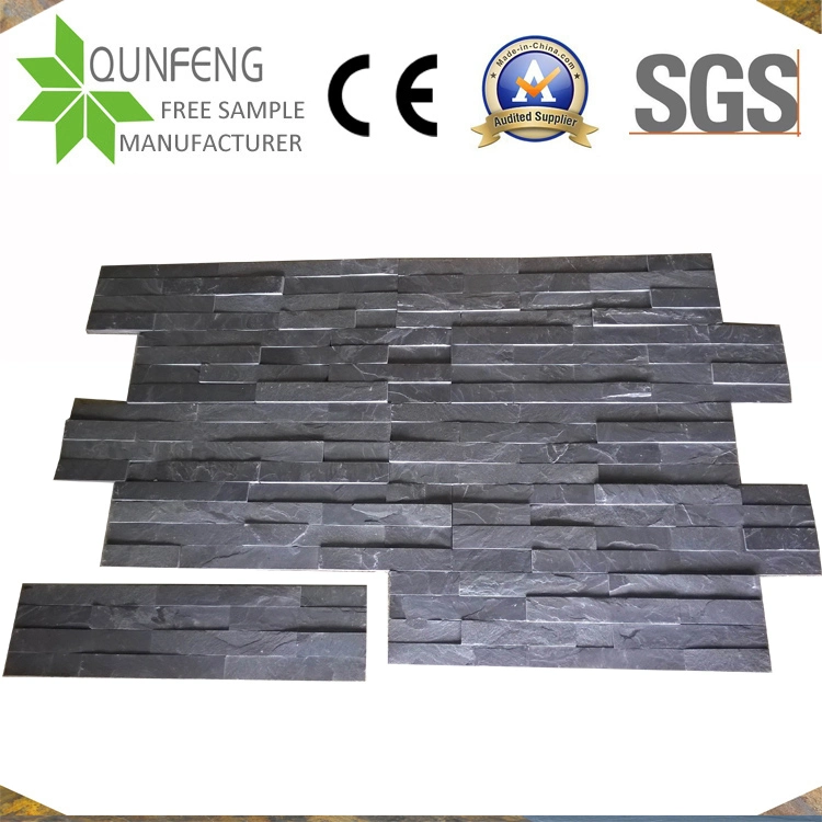 China Natural Black Culture Stone Panel Slate Wall Tile