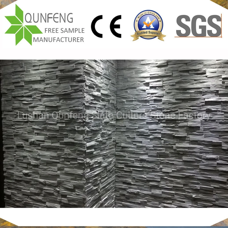 Fachada De Piedra Black Split Ledger Slate Stacked Stone Veneer
