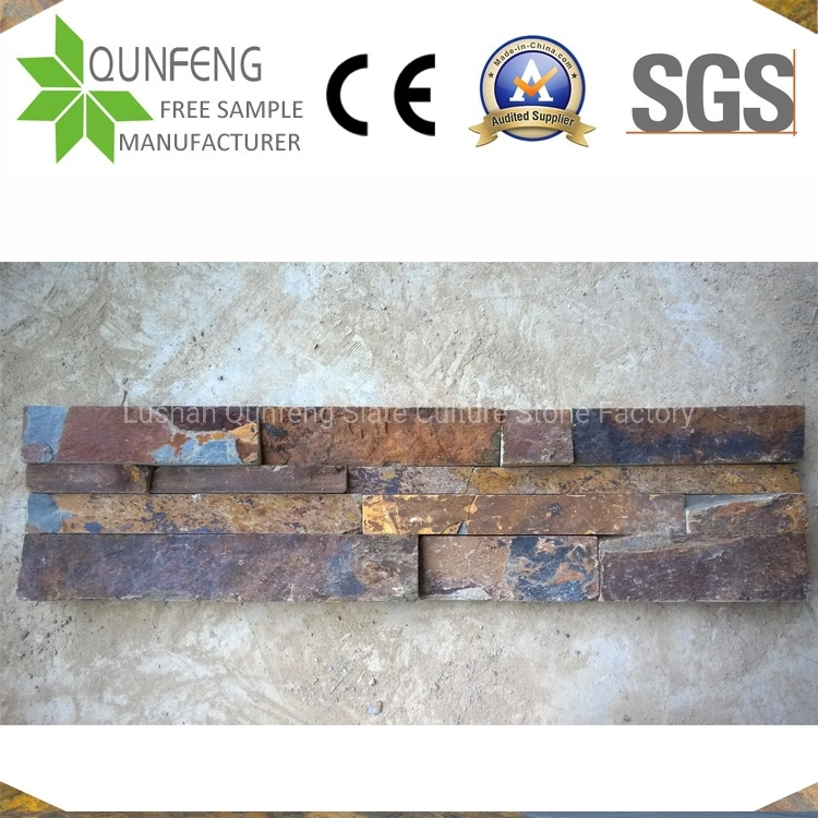 Rusty Stacked Stone Veneer Wall China Slate Ledger Panel