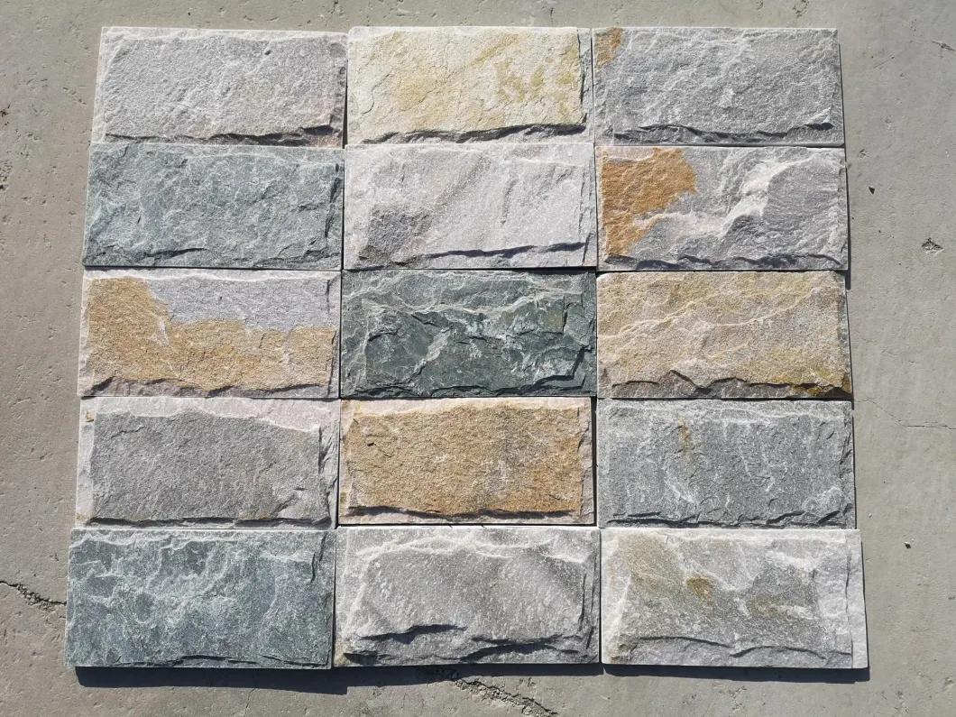 Hebei Beige Slate Mushroom Tiles Stone Wall Facade Mushroom Stone Stone Wall Cladding