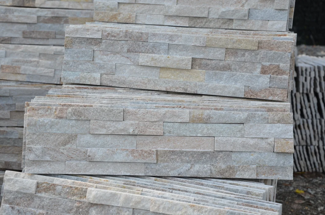 Beige Quartz Wall Decoration Stacked Ledge Culture Stone for Wall Stone Panel
