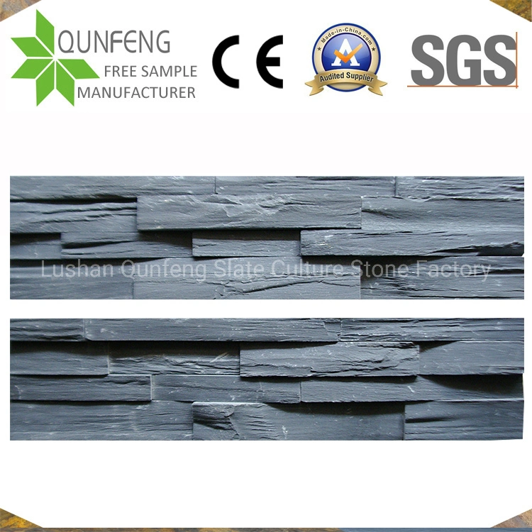 Fachada De Piedra Black Split Ledger Slate Stacked Stone Veneer