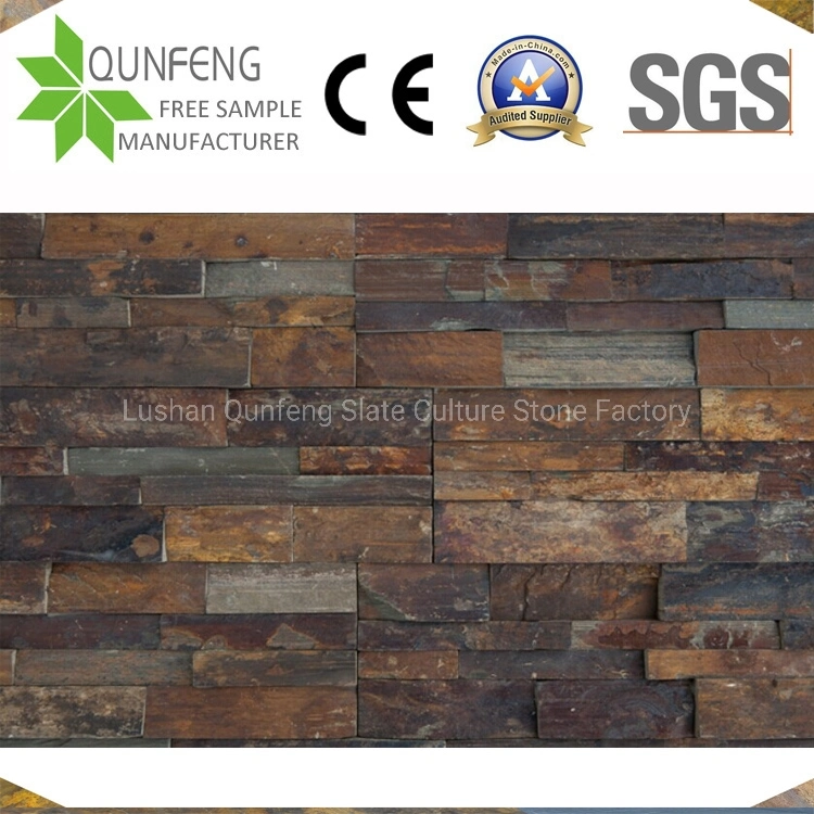 China Natural Rusty/Multicolor Culture Stone Wall Rough Slate Tile