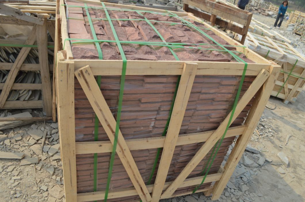 Pink Sandstone/Quartz/Slate Mushroom Tiles Stone Wall Facade Mushroom Stone