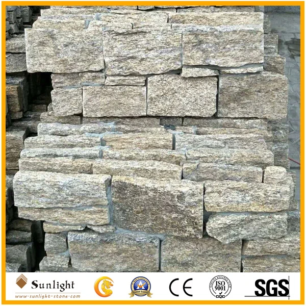 Yellow Staggered and Stacked Ledge Culture Stone for Wall Stone Panel