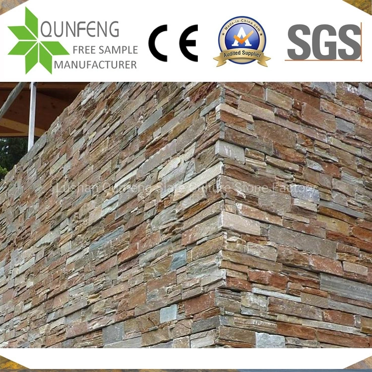 Natural Stacked Stone Veneer Wall Cladding Yellow Slate Ledger
