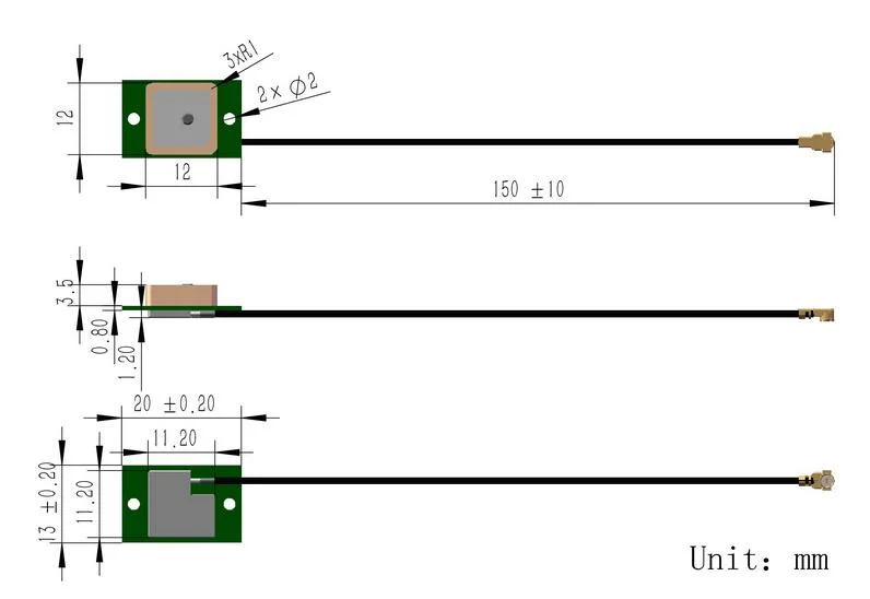 GPS Glonass Internal Antenna with 1.13 Cable Rg174 Cable SMA/MCX/Ipex Connector