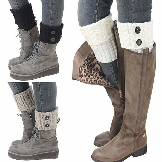 Women Winter Short Boots Socks Cuff Knitting Leg Warmers Socks