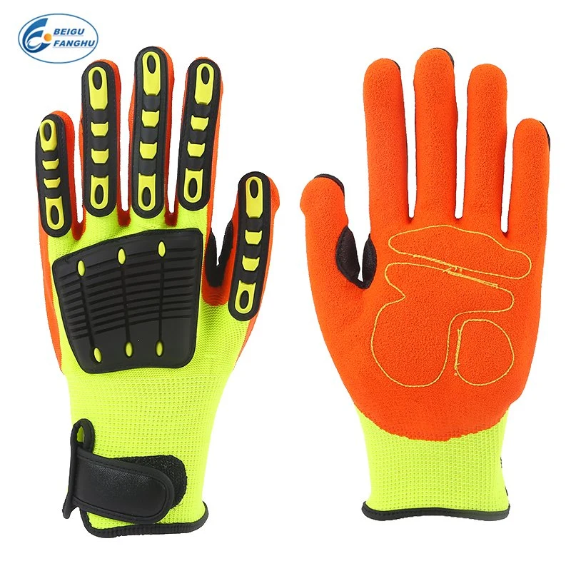 Factory Anti-Slip Gloves, Industrial Anti-Impact Sports Mechanical Latex Safety Work Gloves