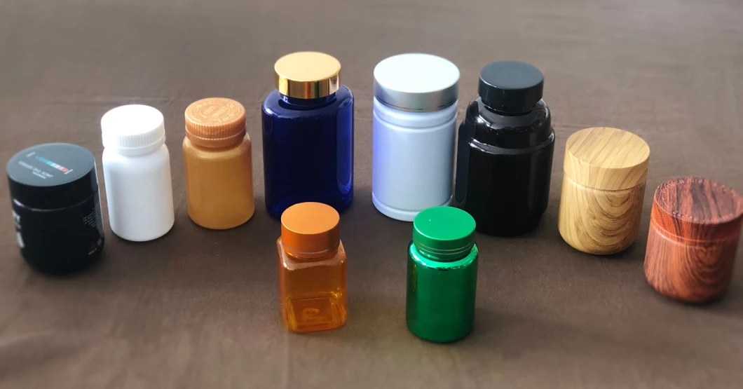 Chromed Metallized 150ml/5oz Black Pet Plastic Packaging Bottle/Jar Container Plastic Vials Storage Bottle Pill Packer Bottle for Capsules Powder Medicine