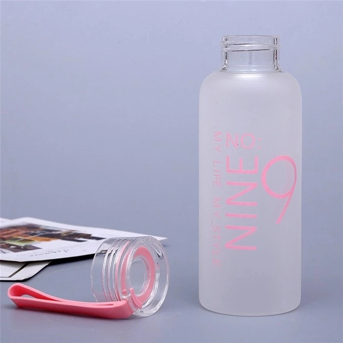 2021 Sport Water Bottle Glass Water Bottle Natural Crystal Gravel Glass Bottle Portable Glass Bottle