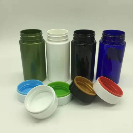 Wholesale Pet HDPE Plastic Bottle Containers Pill Packer Bottles Empty Plastic Jar Personal Care Plastic Can with Double Caps for Medicine Pill Tablet Candy