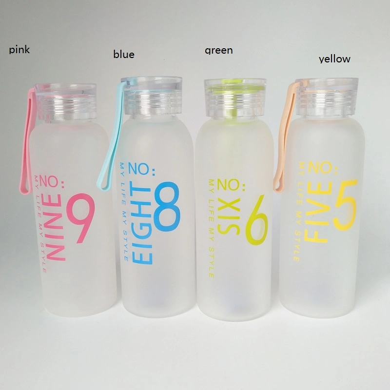 2021 Sport Water Bottle Glass Water Bottle Natural Crystal Gravel Glass Bottle Portable Glass Bottle