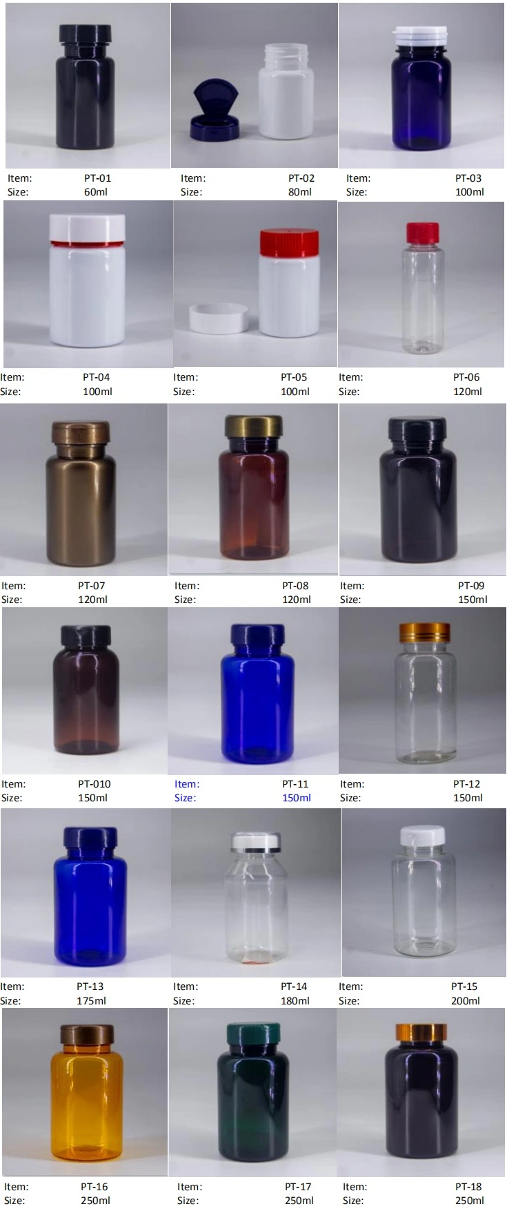 Empty Pharmaceutical 100ml 100cc Pill Medicine Packaging Capsule Tablet Bottle