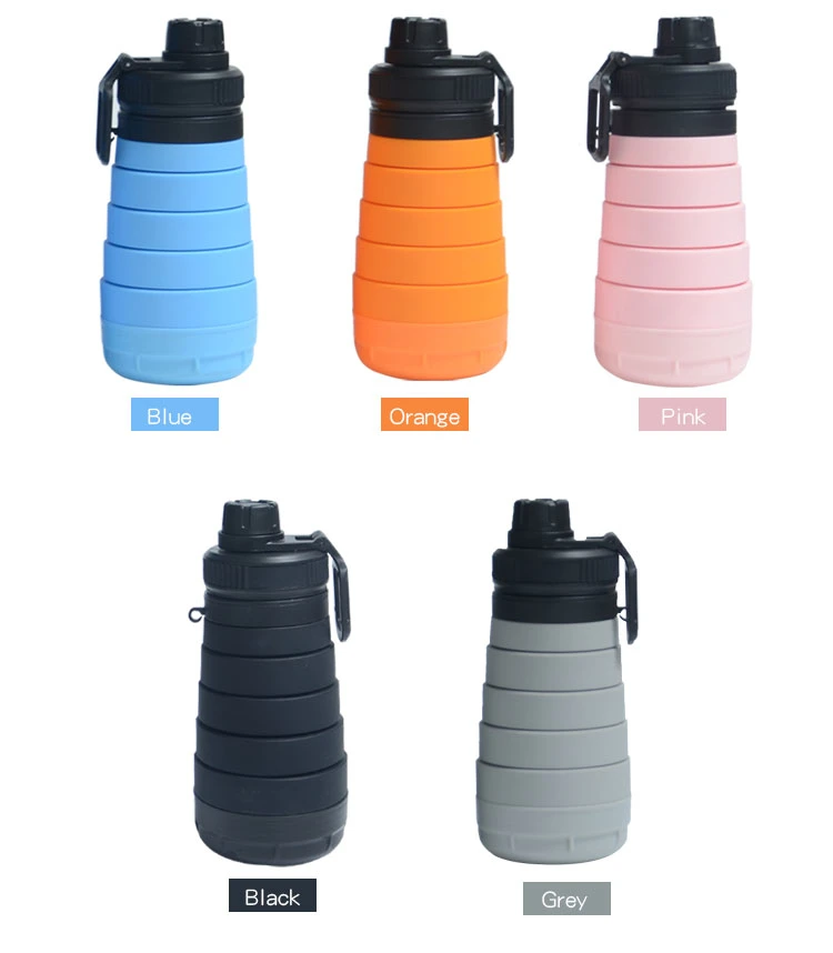 Food Grade Silicone Portable 750ml 4 Grid Medicine Storage Water Bottle 2 in 1