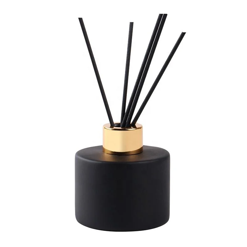 100ml Classic Matte Black White Round Reed Glass Diffuser Bottle Perfume Bottle