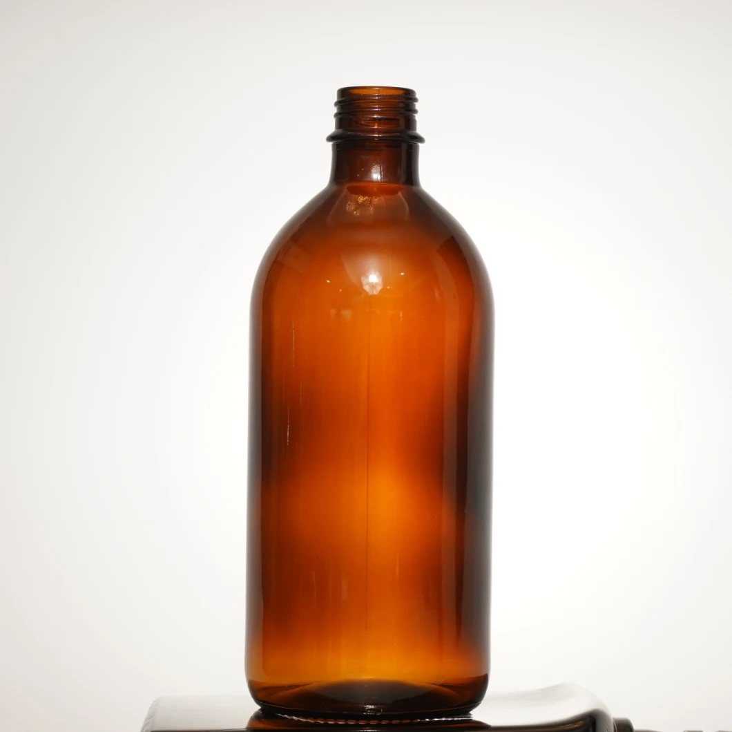 500ml Amber Boston Glass Bottle with Screw Cap for Liquid Medicine