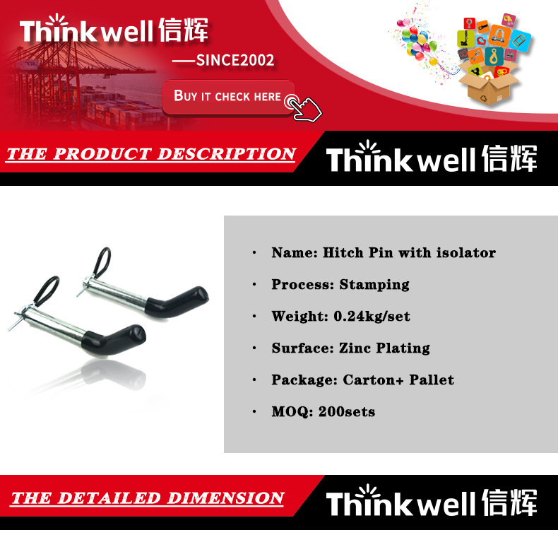 4X4 Trailer Parts Trailer Hitch Pin with Isolator