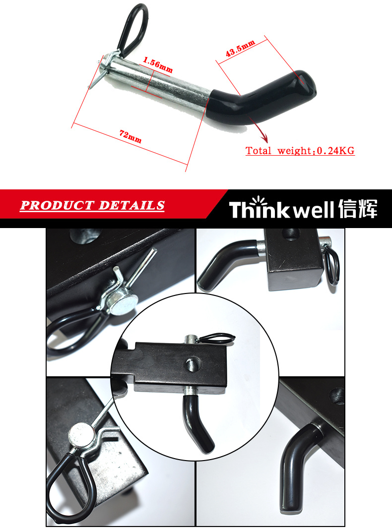 Carbon Steel Tractor Bent Trailer Hitch Pin for Hitch Receiver