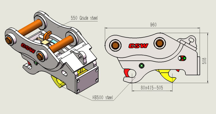 Quick Hitch Coupler Hitch Excavator Hydraulic Quick Hitch Coupler