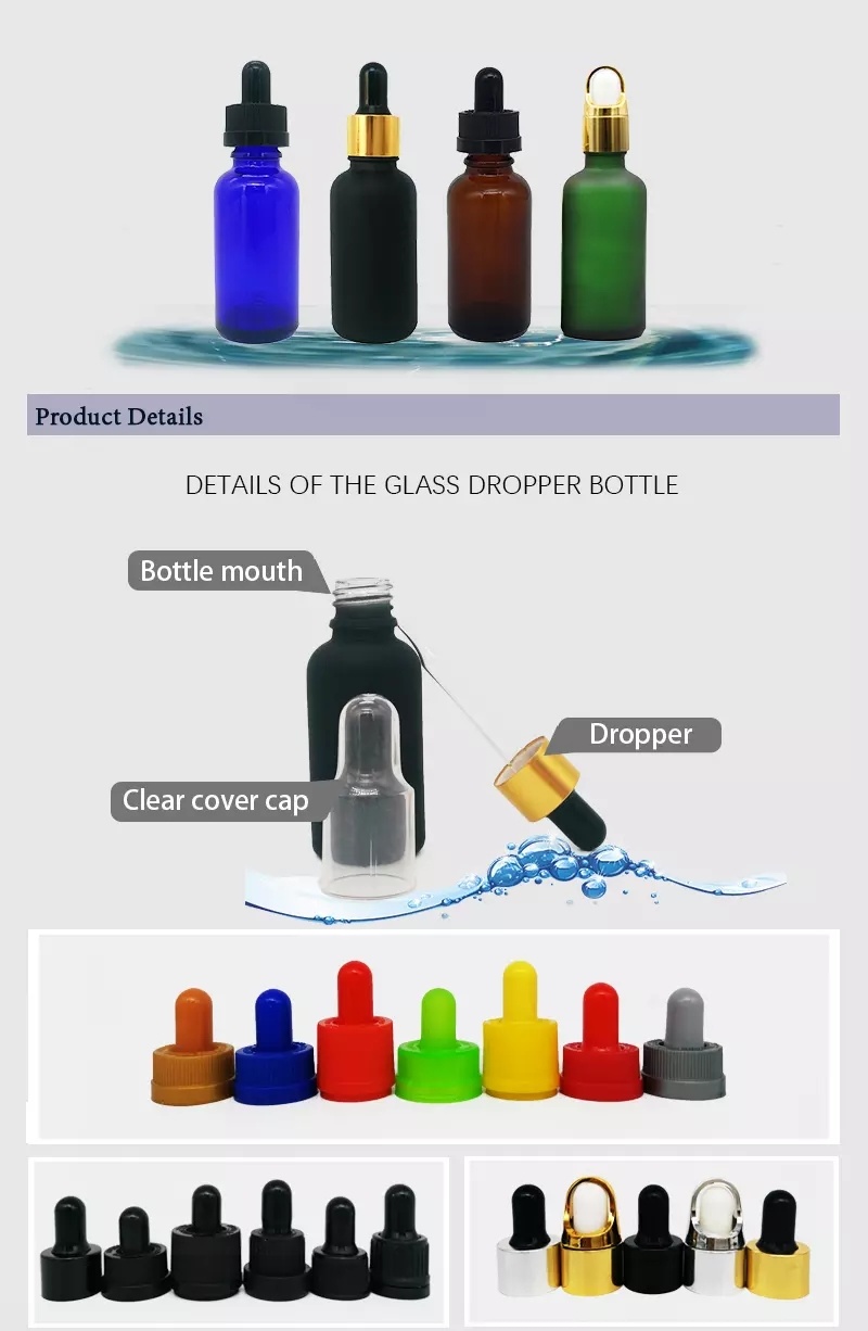 Round Rectangle Square 30ml Matte Black Essential Oil Eliquid Glass Dropper Frosted Matte Black Glass Eliquid Bottles 1oz Black Dropper Bottles with Glass