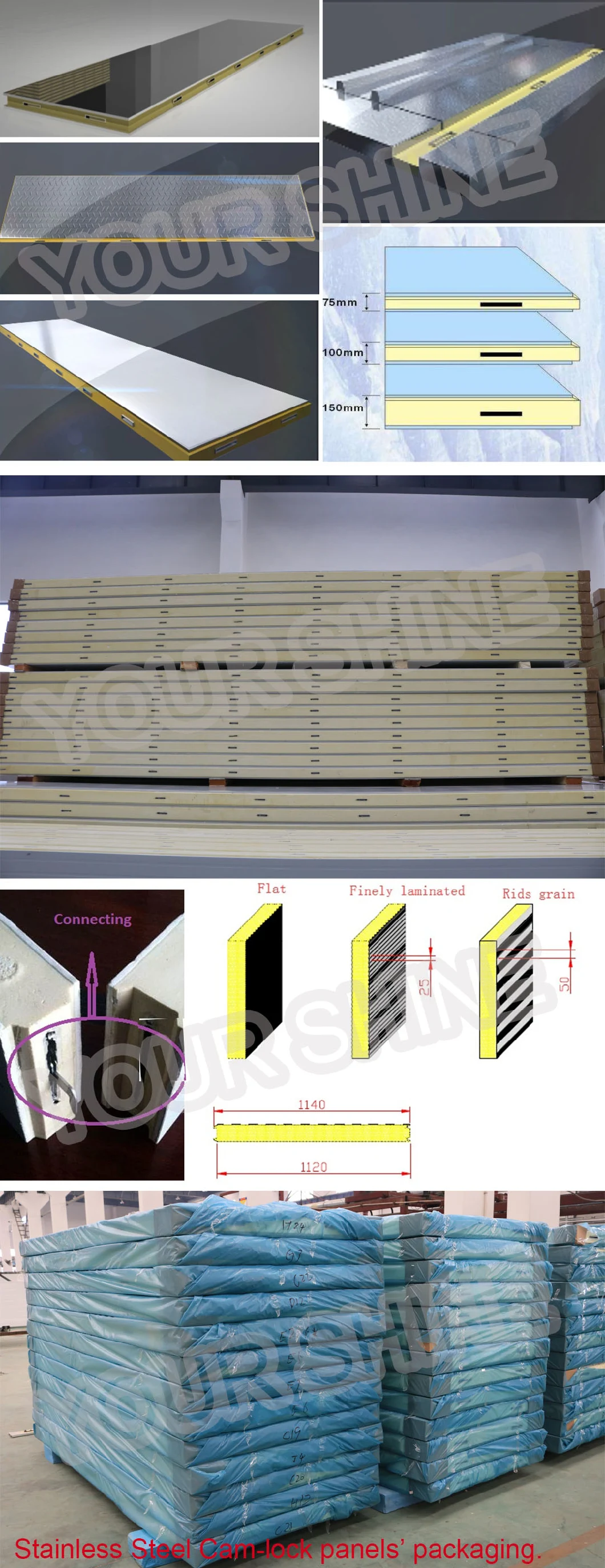 Wall Cladding Insulation Sandwich Board Rock Wool/ PU/EPS Sandwich Panel