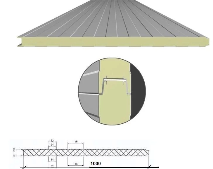 50 75 100 150mm PU/PIR Polyurethane Polyisocyanurate Foam Decoration Sandwich Panel Construction Material Composite Board Building Shed for Roof and Wall