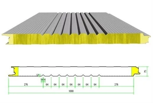 Fire Resistant Decorative Rockwool Sandwich Wall Panel for Decoration Material