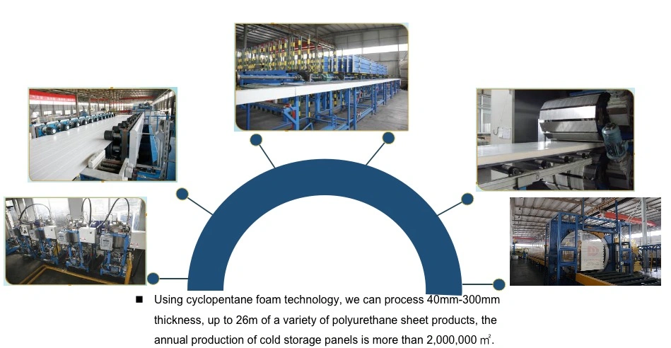 50mm/75mm/100mm/150mm/200mm/300mm PIR/PU Polyurethane Sandwich Panel for Cold Storage