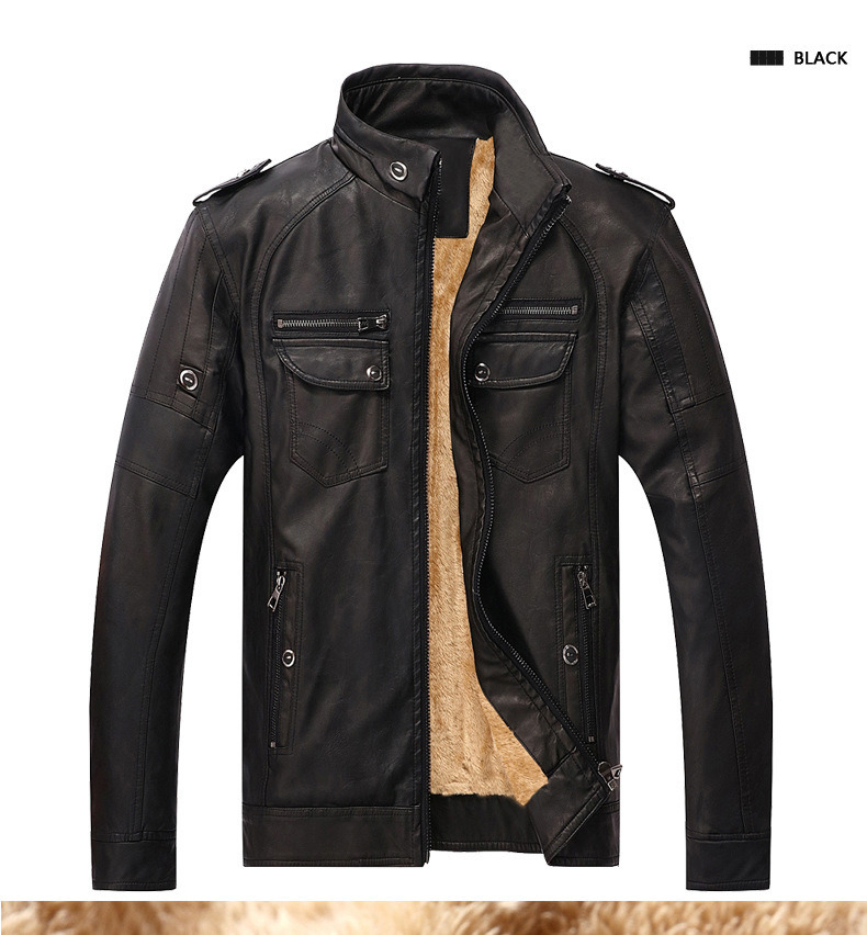 Plus Size Logo Customised Mens Winter Jackets Coats Leather Cowhide Slim Motorcycle Jackets