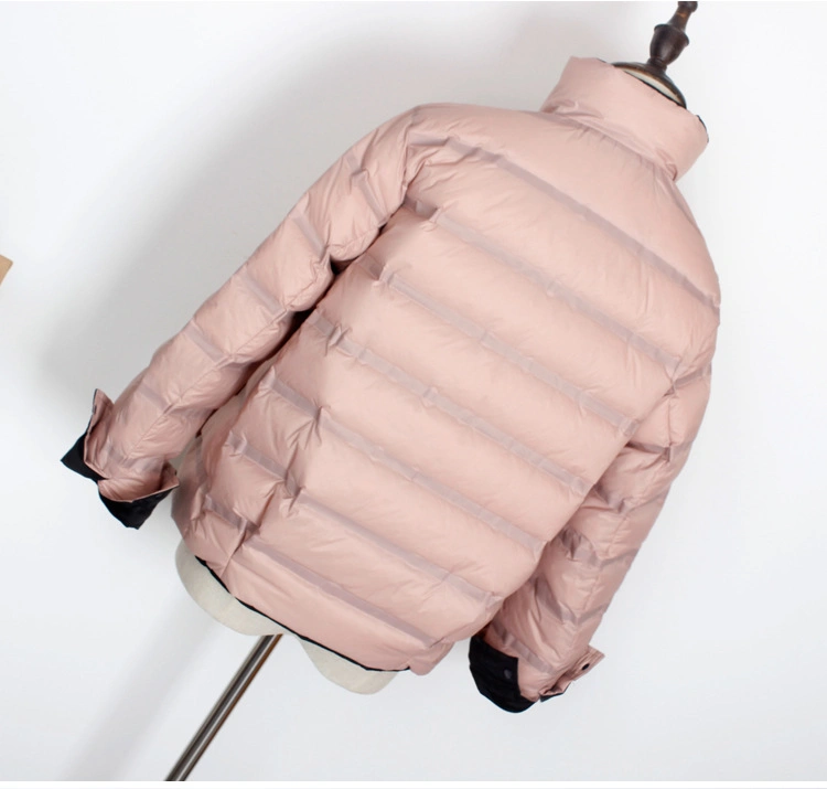 Thin and Soft Outdoor Reversible Fashion Seamless Pressed White Padded Duck Down Jacket for Ladies Women