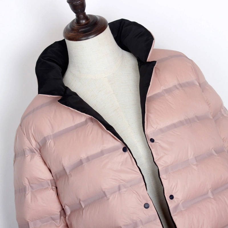 Thin and Soft Outdoor Reversible Fashion Seamless Pressed White Padded Duck Down Jacket for Ladies Women