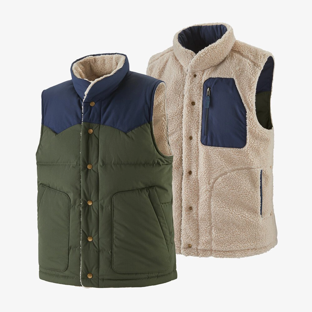 Mens Waterproof Reversible Winter Vest W Two Ways Zipper Down Vest