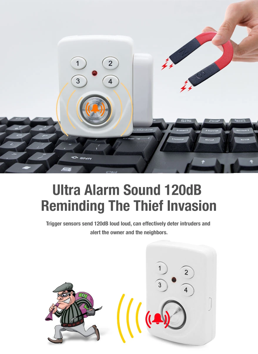 Door Sensor Switch Door Window Shutter Alarm Home Security Wireless Door Sensor Window Magnetic Anti-Theft Security Remote