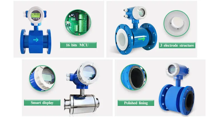 Water Flow Sensor Hydrochloric Acid 4 Inch Electromagnetic Flowmeter