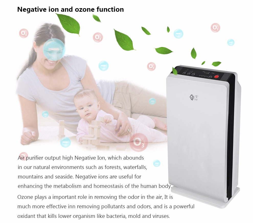 Pm2.5 Sensor Humidity Display Ozone Sterilizer Ture HEPA Home Air Purifier