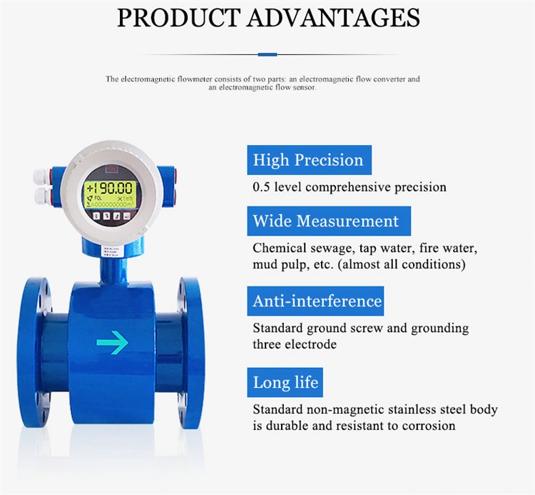 Water Flow Sensor Hydrochloric Acid 4 Inch Electromagnetic Flowmeter